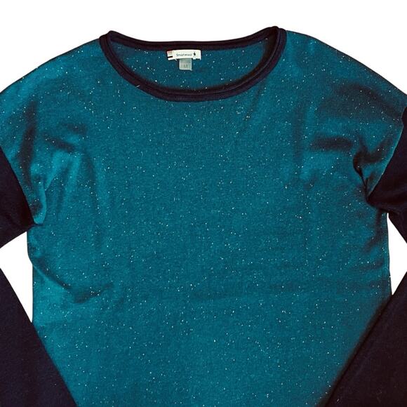 Smartwool Women’s Sz M Blue Teal Merino Wool Colorblock Sweater Pullover - Picture 3 of 10